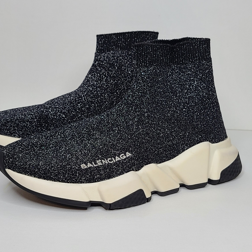 - Balenciaga Metallic Black Speed cloth Trainers Limited Edition (Size 37) - Picture 6 of 6